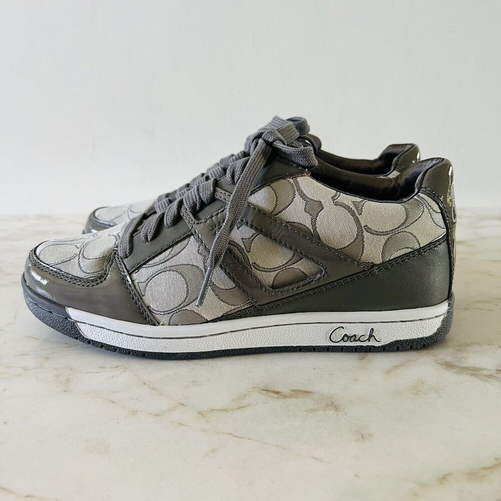 COACH Gray Nova Signature Canvas Patent Leather Sneakers - US 6.5 - Picture 5 of 8